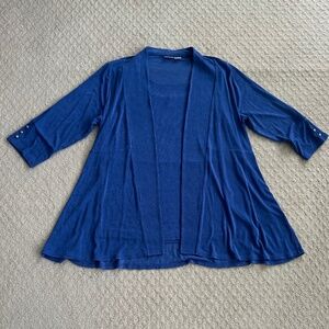 Chico's Travelers Stretch Tank Top/Open-Front Cardigan Set Blue 3 Slinky Casual